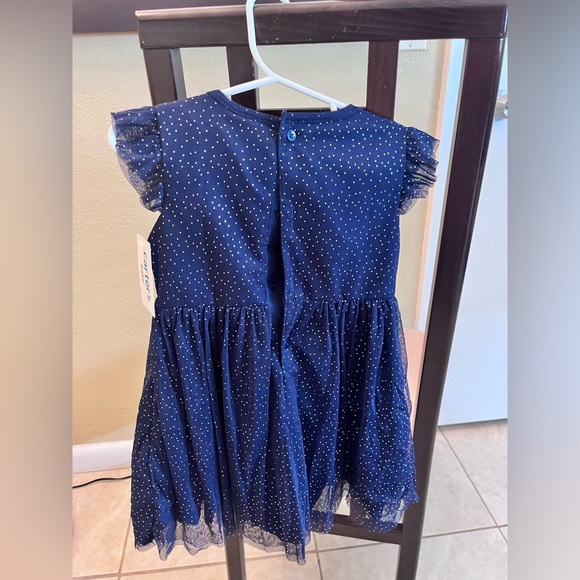 NWT- Carter's Blue and Gold Sparkle Dress (24m) - Picture 6 of 9